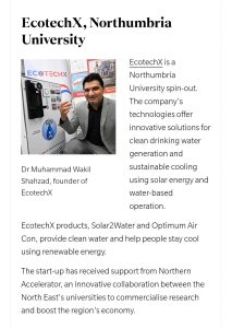 EcoTechX has been highlighted by Universities UK as part of their national Unis Start Up the UK